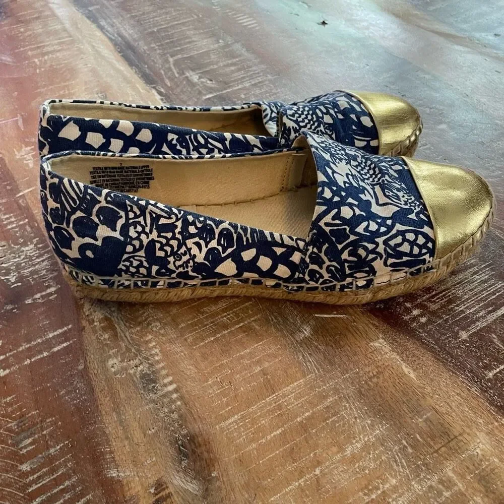 Lilly Pulitzer For Target Espadrilles Moccasin Shoes Sz 7 Fish Swim Upstream Pri